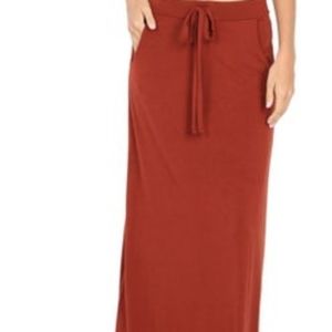 Zenana full length maxi skirt! Dk rust